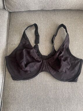 Olga Black Full Coverage Underwire Bra with Floral Texture